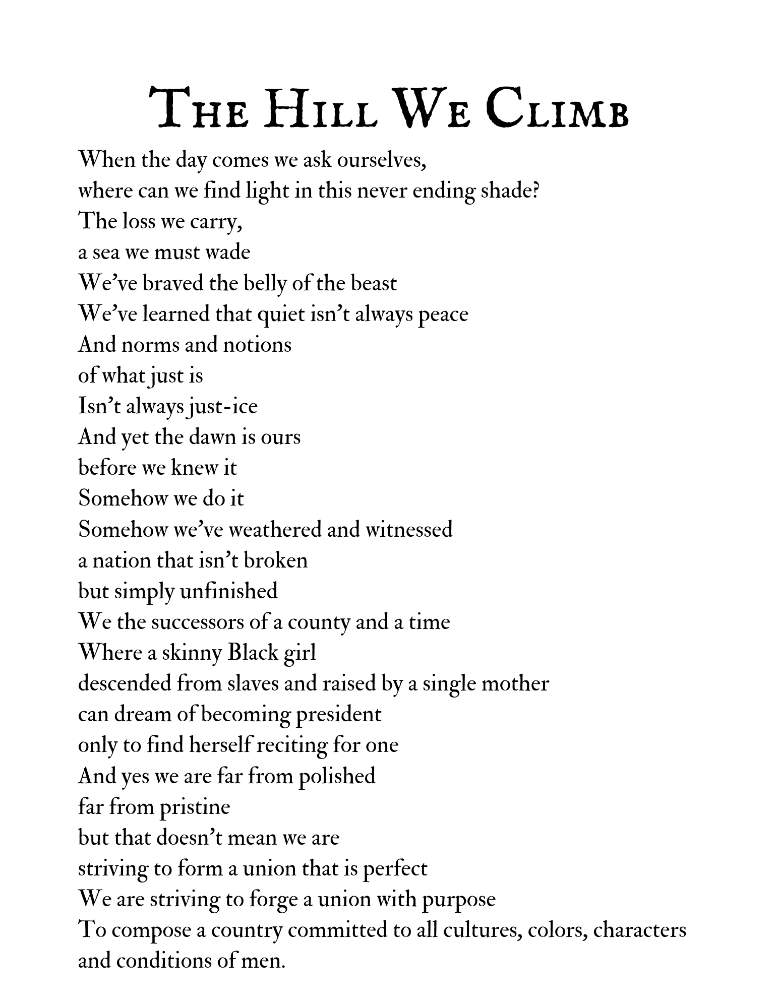 the hill we climb and other poems